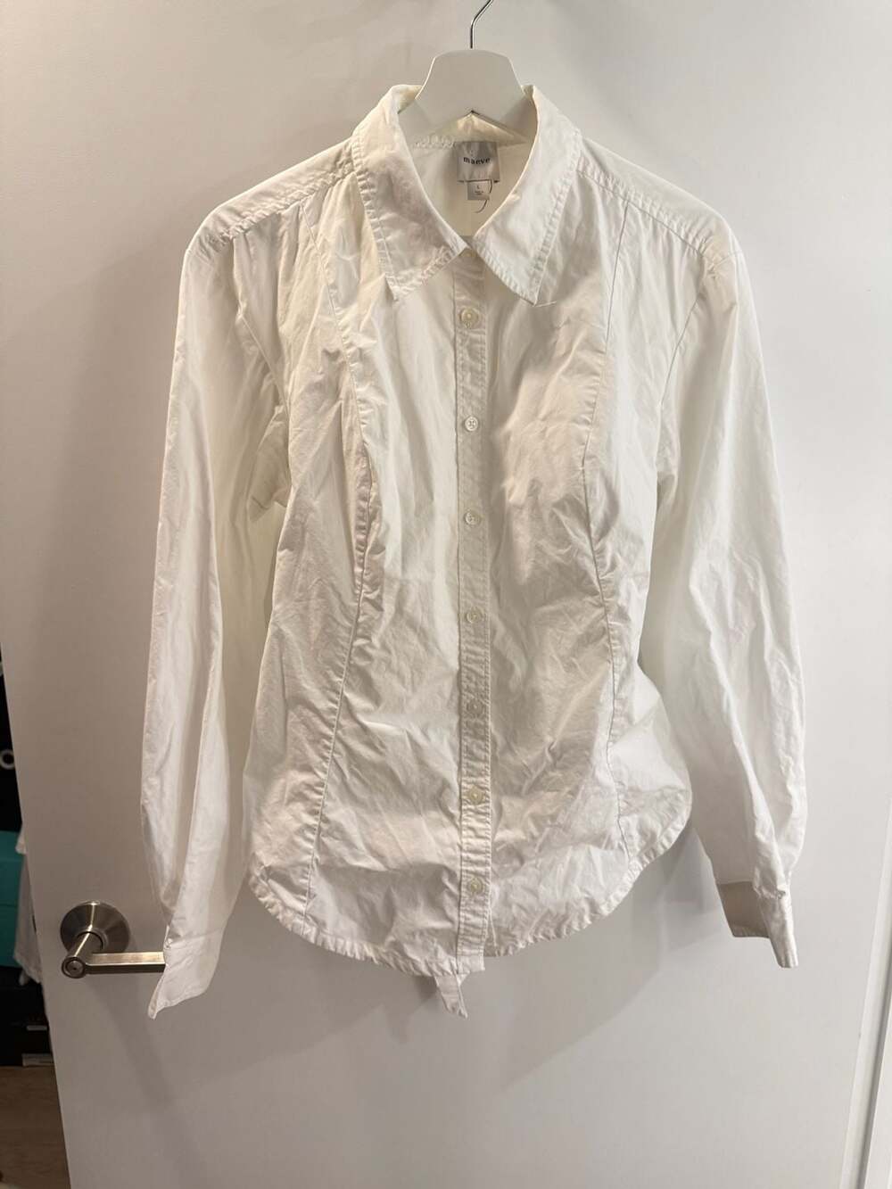 Maeve White Button Down Shirt Size L - Picture 3 of 9